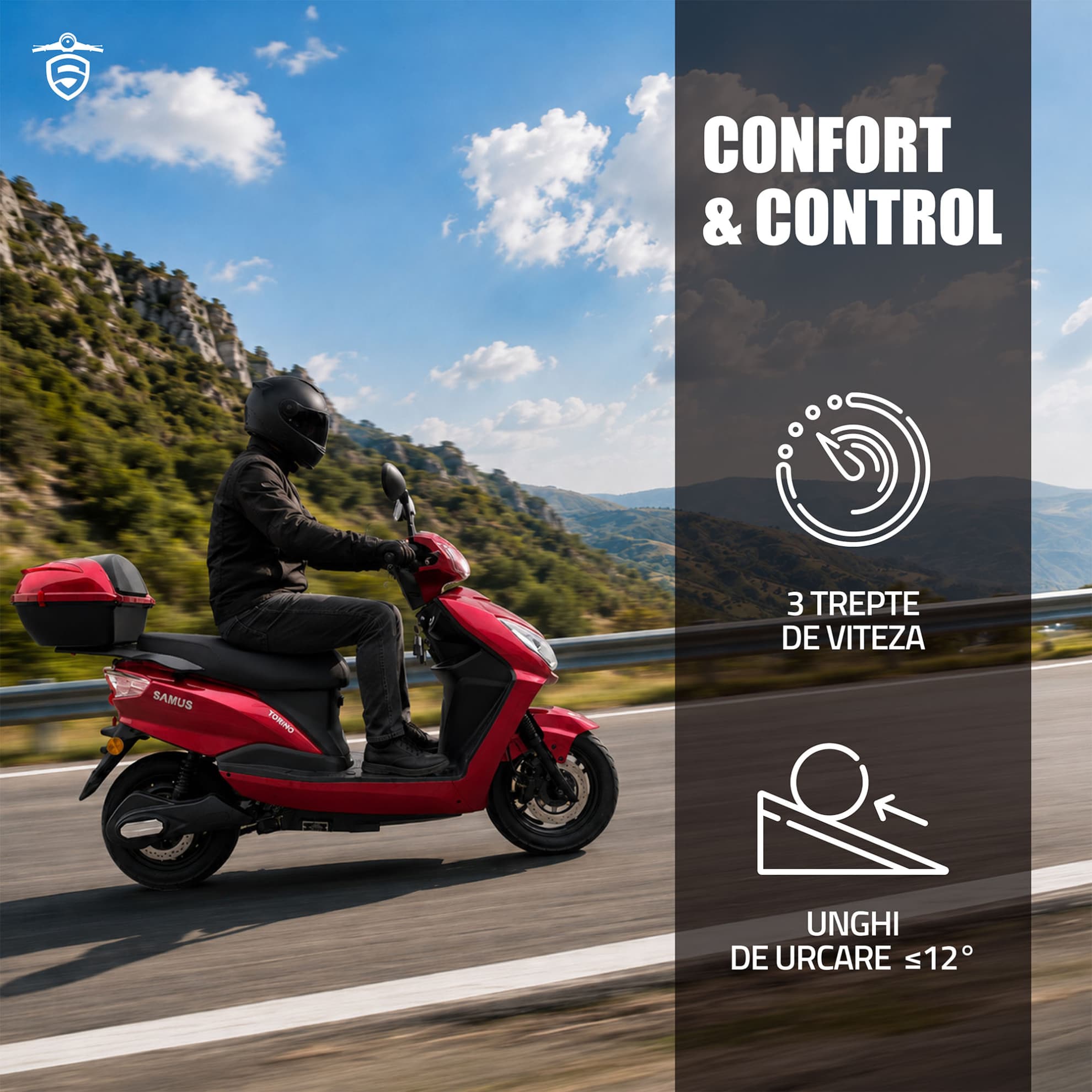Comenzi ghidon și confort scuter electric Samus Torino 25 Roșu
