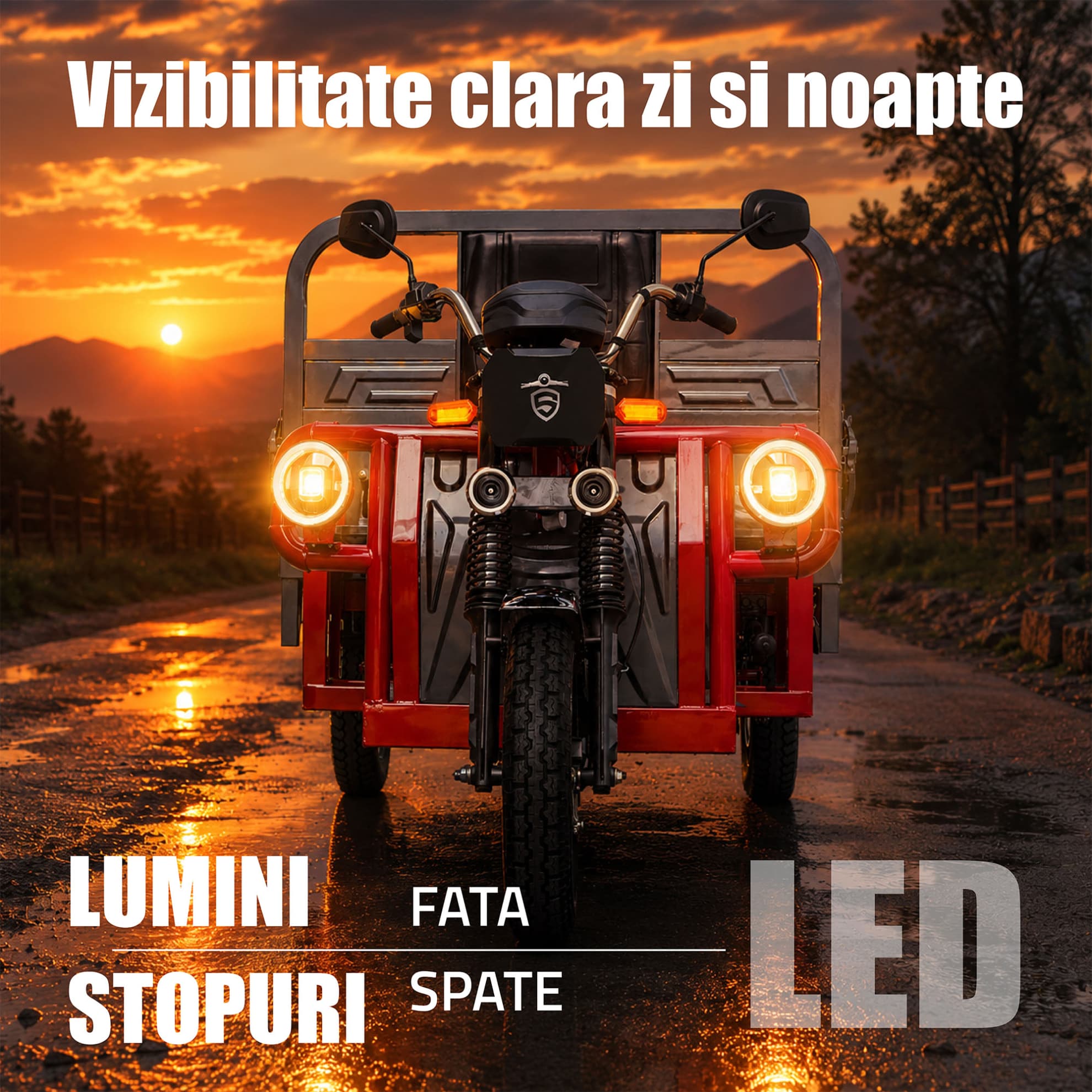 Vizibilitate LED triciclu electric Samus Texas Roșu