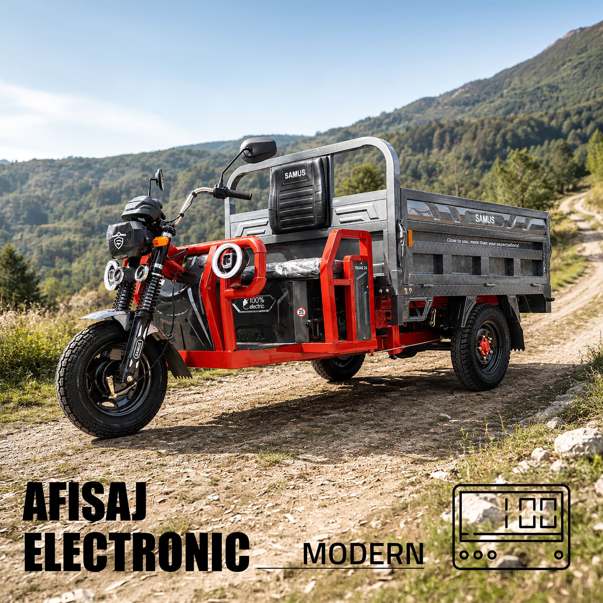 Afișaj electronic LCD triciclu electric Samus Texas Roșu