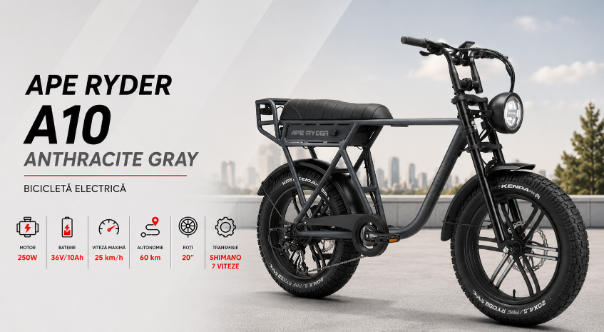 Bicicleta electrica APE RYDER A10 ANTHRACITE GRAY