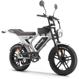 Bicicletă electrică APE RYDER MANDRIL ULTRA, motor 250W, baterie 48V/15Ah, autonomie până la 60 km, schimbător Shimano TX70 cu 7 viteze, roți de 20 inch și display LCD.