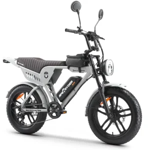 Bicicletă electrică APE RYDER GENON ULTRA, motor 250W, baterie 48V/15Ah, autonomie până la 60 km, schimbător Shimano TX70 cu 7 viteze, roți de 20 inch și display LCD.