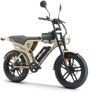 Bicicleta electrica APE RYDER GENON ULTRA-SAND, motor 250W, baterie 48V/15Ah, viteza 25 Km/H, autonomie 60 Km, schimbator Shinamo TX70 7 viteze, adulti, roti 20", display LCD, 1 loc, bej