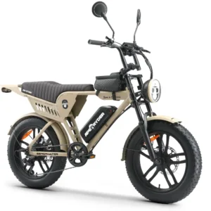 Bicicletă electrică APE RYDER GENON ULTRA Sand, motor 250W, baterie 48V 15Ah, autonomie până la 60 km, roți FAT 20 inch.