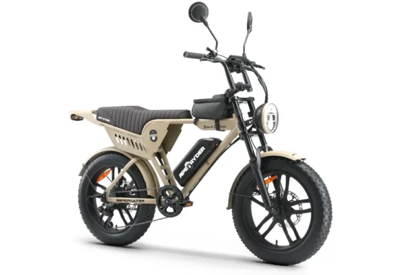 Bicicletă electrică APE RYDER GENON ULTRA Sand, motor 250W, baterie 48V 15Ah, autonomie până la 60 km, roți FAT 20 inch.