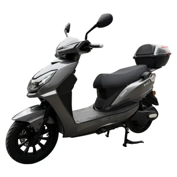 Scuter electric Samus Torino 2500W gri închis, autonomie până la 100 km, vedere față-stânga