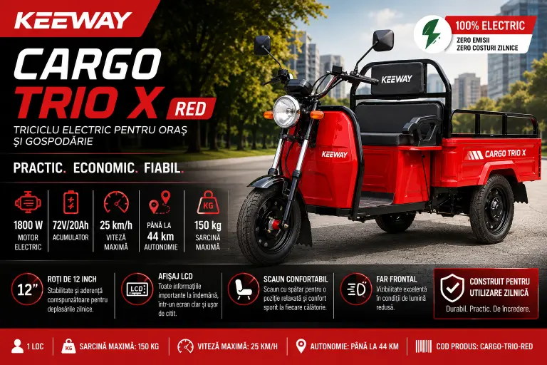 Triciclu electric, tricicleta KEEWAY CARGO TRIO X RED