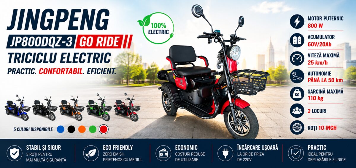 Triciclu electric tricicleta JINGPENG JP800DQZ-3 GO RIDE RED