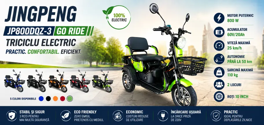 JINGPENG JP800DQZ-3 GO RIDE – triciclu electric 800W, 25 km/h