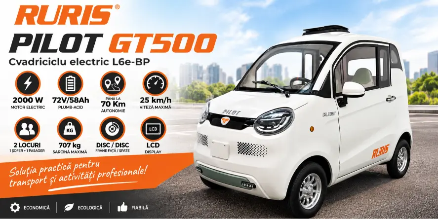 Masina electrica (cvadriciclu electric L6e-BP) RURIS PILOT GT500 WHITE, motor 2000 W