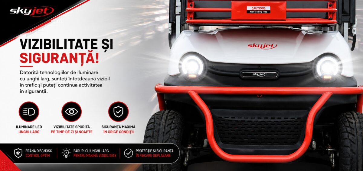 Cvadriciclu electric, camioneta SKY JET VIP CARGO, WHITE, motor 3000 W, acumulator litiu-ion 72V/72Ah, viteza maxima 25 km/h, autonomie până la 90 Km, sarcina maxima 585 kg, 2 locuri, alb