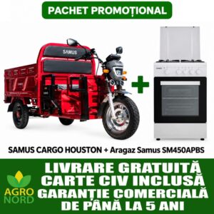Pachet promoțional – Triciclu electric cargo Samus Houston + Aragaz Samus SM450APBS