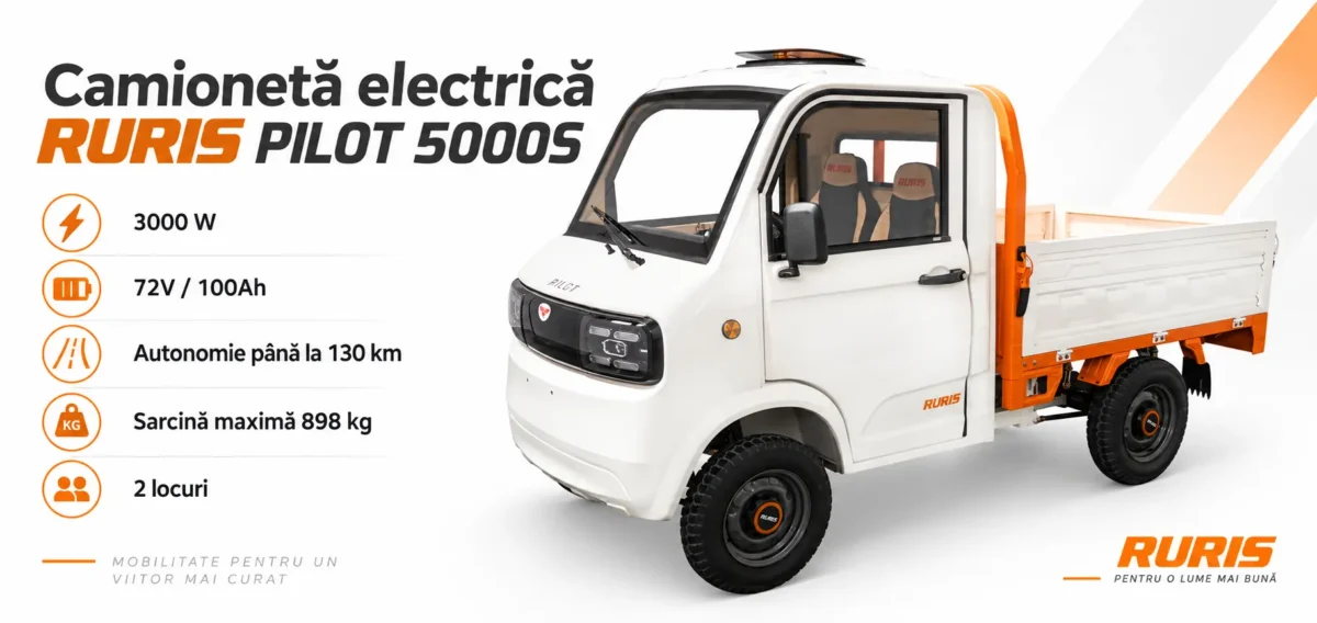 Camioneta, (cvadriciclu electric L6e), fara permis, RURIS PILOT5000S WHITE