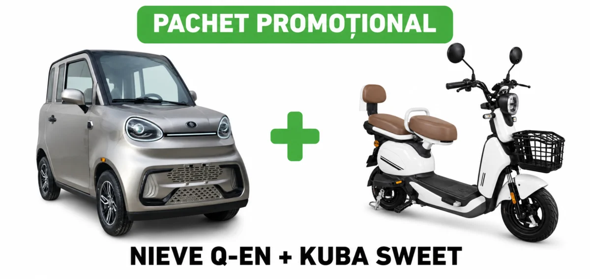 Pachet promoțional - Mașină electrică NIEVE Q-EN 25 km/h + Scuter electric KUBA SWEET