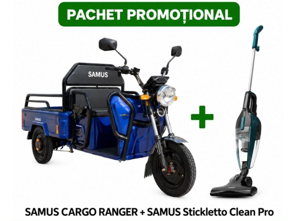 Triciclu electric SAMUS RANGER + Aspirator vertical SAMUS Stickletto Clean Pro